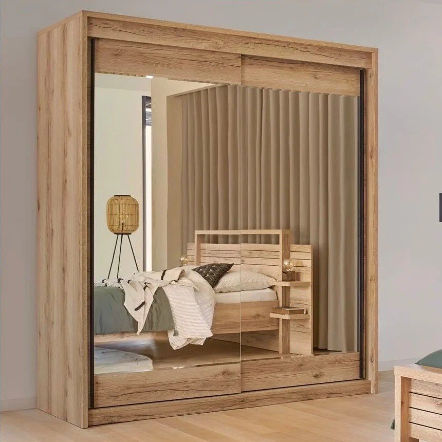 Armoire Portes Coulissantes Bois Et Miroir